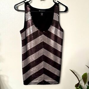 Chevron striped sequin tank top